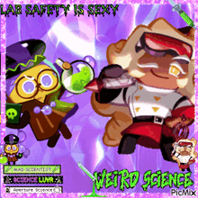 a picture of cartoon characters with the words lab safety is sexy