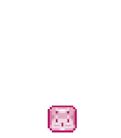 a pixel art drawing of a green cactus with a pink stripe on it