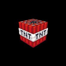 a red and white block with the letters tht on it