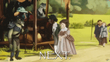 a screen shot of a video game with the word next at the top