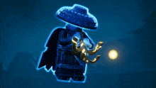 a lego figure with a blue hat and a hook on his hand