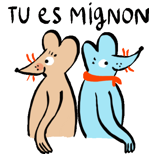 Two Mice Holding Hands Back To Back. Sticker - Souris D Amour Couple Rats Stickers