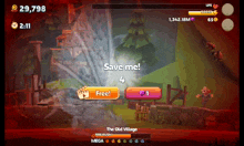 a screen shot of a video game with the words save me on it