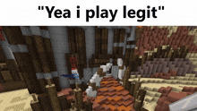 a screenshot of a minecraft game with the words " yea i play legit "