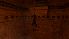 a computer generated image of a person hanging from a pole