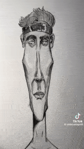 a black and white drawing of a man with a headband around his head