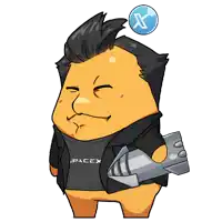 a cartoon of a man wearing a black spacex shirt