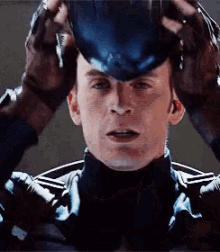 Captain America Helmet GIF - Captain America Helmet Remove GIFs