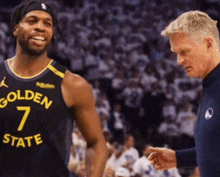 a basketball player for the golden state warriors talks to his coach