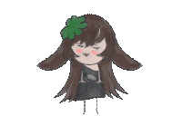 a drawing of a girl with long hair and horns