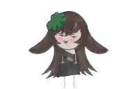 a drawing of a girl with long hair and horns