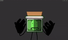 a cartoon drawing of a coin with a face and arms