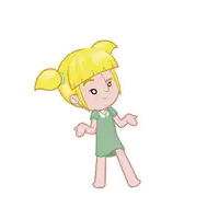a little girl with blonde hair is dancing in a cartoon