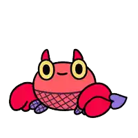 a cartoon crab with a pink heart in its hand