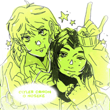 a drawing of two people with the name clyler canon o noseke on the bottom