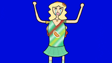 a cartoon character with a hot dog on her shirt is crying