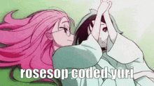 a couple of anime girls laying next to each other on a grassy field .