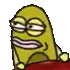 a cartoon character is sitting on a red object and making a face .