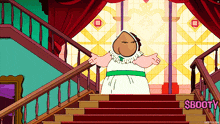 a cartoon character is standing on a set of stairs with $booty written on it