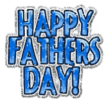 a happy father 's day greeting card with blue and silver letters