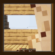 a screenshot of a minecraft game shows a window with a blue frame around it