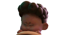 a close up of a cartoon character with a braided haircut