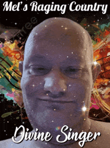 a picture of a bald man with the name divine singer on the bottom