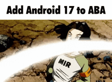 a cartoon character with the word mir on his back