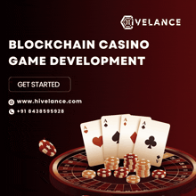 an ad for a blockchain casino game development
