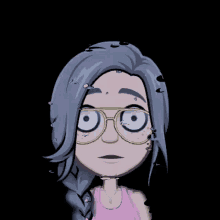 a cartoon of a girl with glasses and a braid