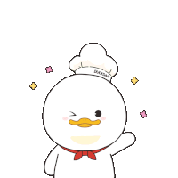 a cartoon duck wearing a chef 's hat with the word duckdah written on it
