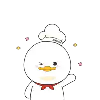 a cartoon duck wearing a chef 's hat with the word duckdah written on it