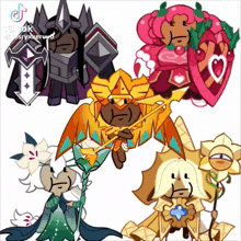 a collage of cookie run characters including a knight and a princess