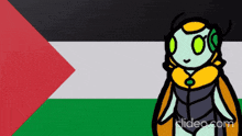 a cartoon character is standing in front of a flag with the words slideo.com below it