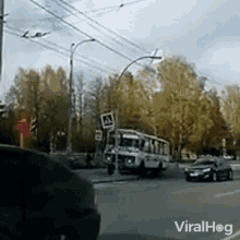 Bus Crashes To A Pole Pole GIF - Bus Crashes To A Pole Pole Traffic Pole GIFs