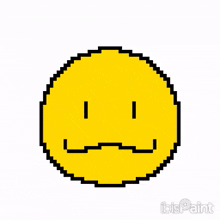 a pixel art drawing of a smiley face with closed eyes