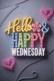 a poster that says hello & happy wednesday