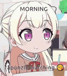 Morning Rapunzle Watching GIF - Morning Rapunzle Watching Chisato GIFs
