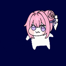 a cartoon girl with pink hair and purple eyes