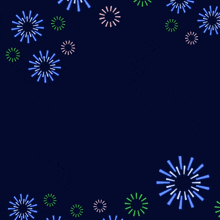 a blue background with arabic writing and fireworks