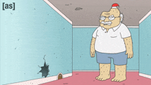 a cartoon of a man wearing a santa hat and shorts