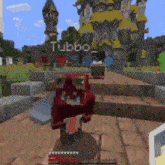 a person is standing in front of a castle in a minecraft video game .