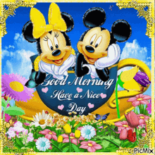 good morning have a nice day mickey mouse minnie mouse smile