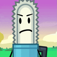 a cartoon of a chainsaw with an angry face