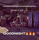 a screenshot of a video game that says goodnight on it