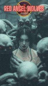 a poster for red angel wolves shows a woman surrounded by demons