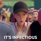 a cartoon character says it 's infectious in a crowd