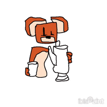 a cartoon drawing of a dog with a purple tongue sticking out of its mouth .