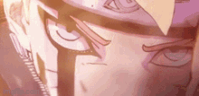 a close up of a person 's face with a purple background