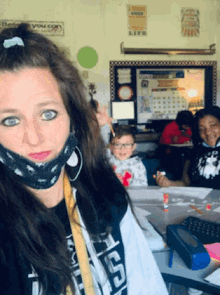 a woman wearing a mask and a shirt that says tsc